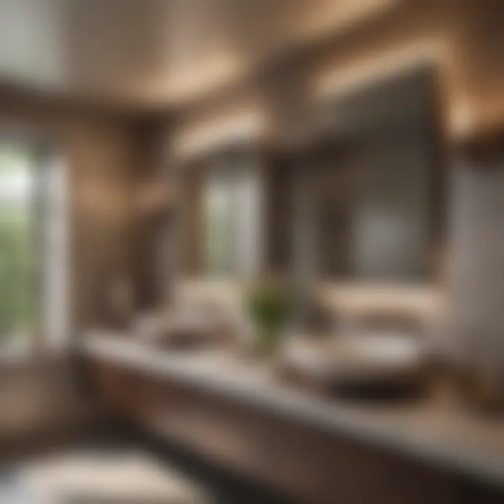 Modern bathroom featuring bronze 3 light fixtures with a sleek design