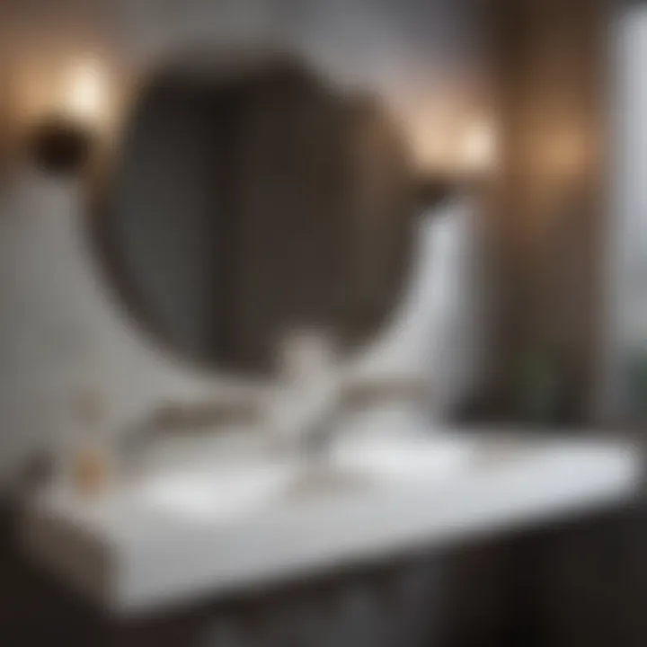 Elegant bathroom setup featuring wall-mounted faucets