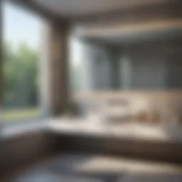 Elegant frosted glass window design in a modern bathroom