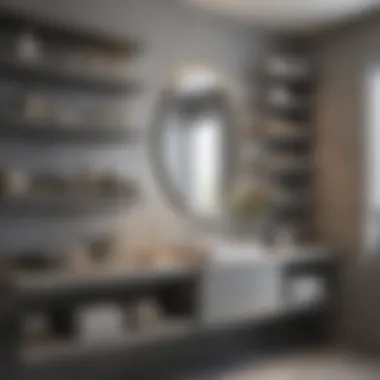 Contemporary Gray Shelves in Harmonious Color Palette Contemporary gray shelves harmonizing with various bathroom colors and textures