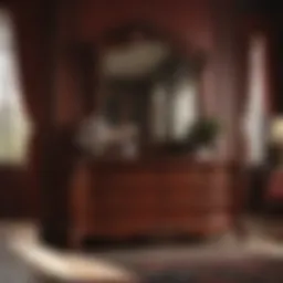 Luxurious red wood bedroom set showcasing elegant craftsmanship