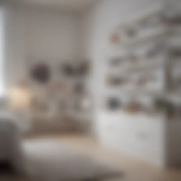 Stylish Space Organization with White Shelving Stylish white shelving unit demonstrating effective space organization