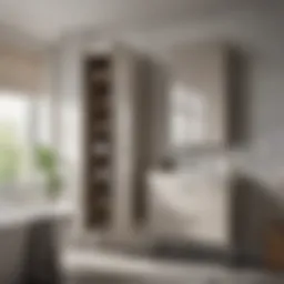 Elegant tall linen cabinet in a modern bathroom setting