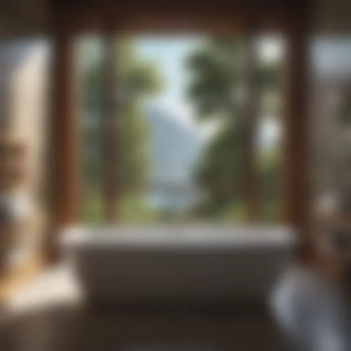 Serenity Unleashed: Bathtubs with a View Stylish bathroom with a spacious bathtub set against a scenic view