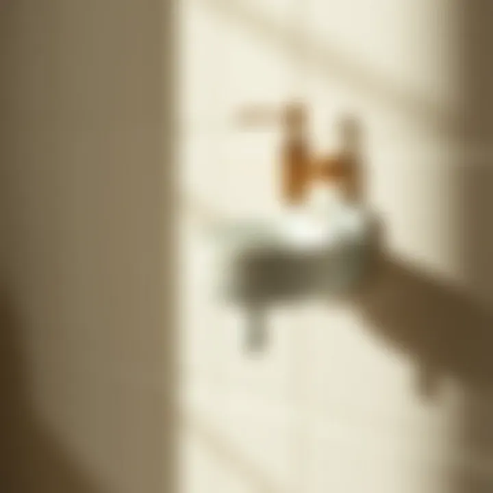 Stylish ceramic wall soap holder with intricate designs mounted on a tiled bathroom wall.