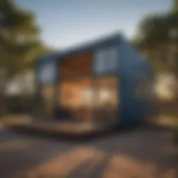 Exterior view of a modern shipping container home showcasing its innovative design