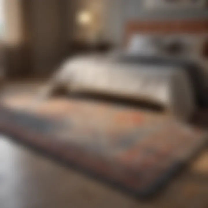 Various textures and colors of bedroom rugs displayed