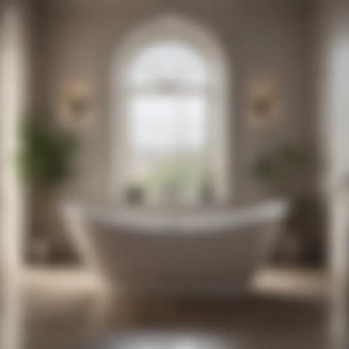 Elegant free standing bath tub in a stylish bathroom setting