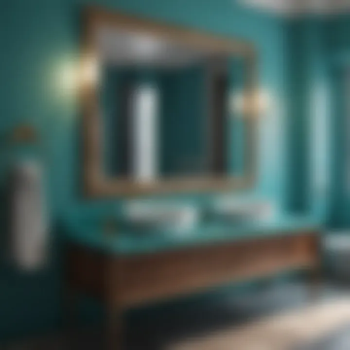 Elegant turquoise bathroom with modern fixtures