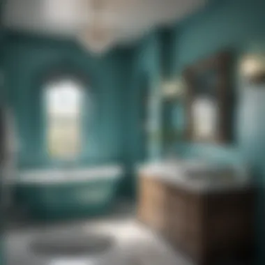 Traditional bathroom featuring turquoise accents