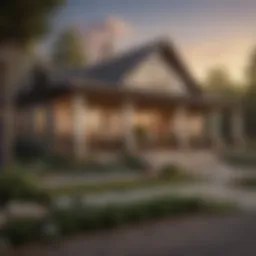 A stunning exterior view of a two-bedroom ranch-style home showcasing its architectural elegance.