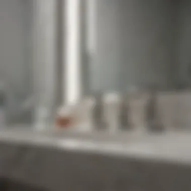 Installation setup of an ultra widespread faucet in a stylish bathroom