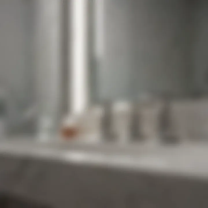 Installation setup of an ultra widespread faucet in a stylish bathroom