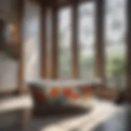 Elegant bathtub with floral accents