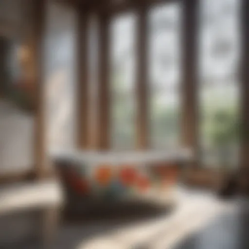 Elegant bathtub with floral accents