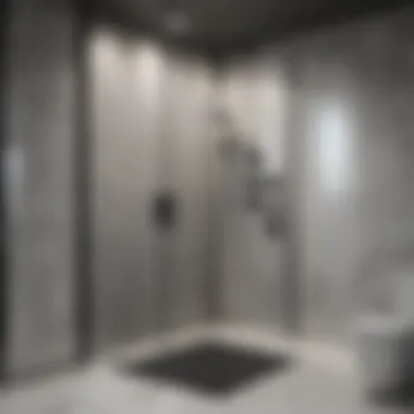 Stylish modern shower with monochrome tiles