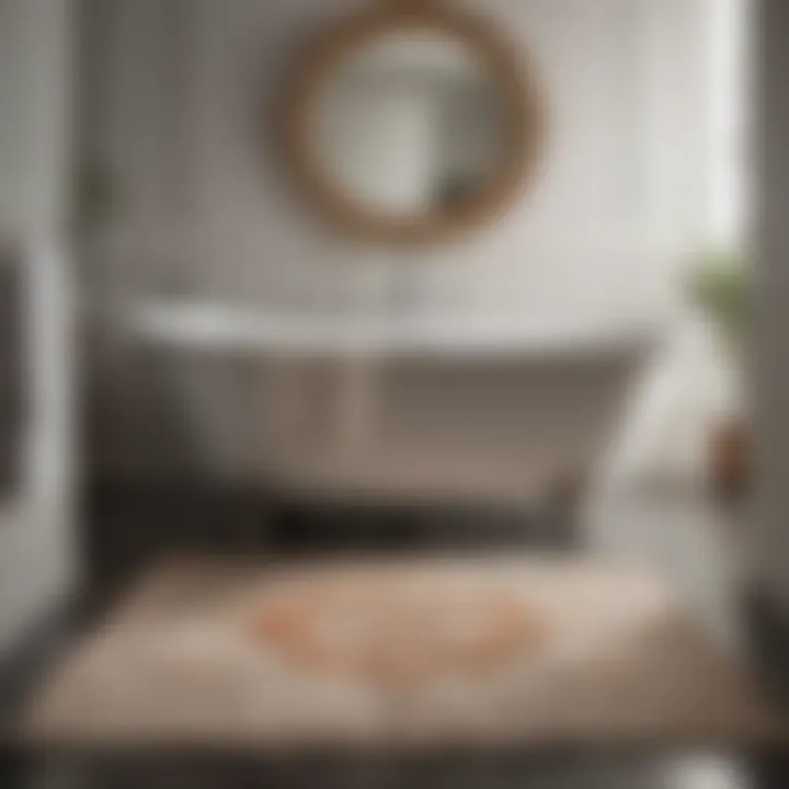 An artistic bath rug featuring a unique, whimsical shape that adds character to the space.