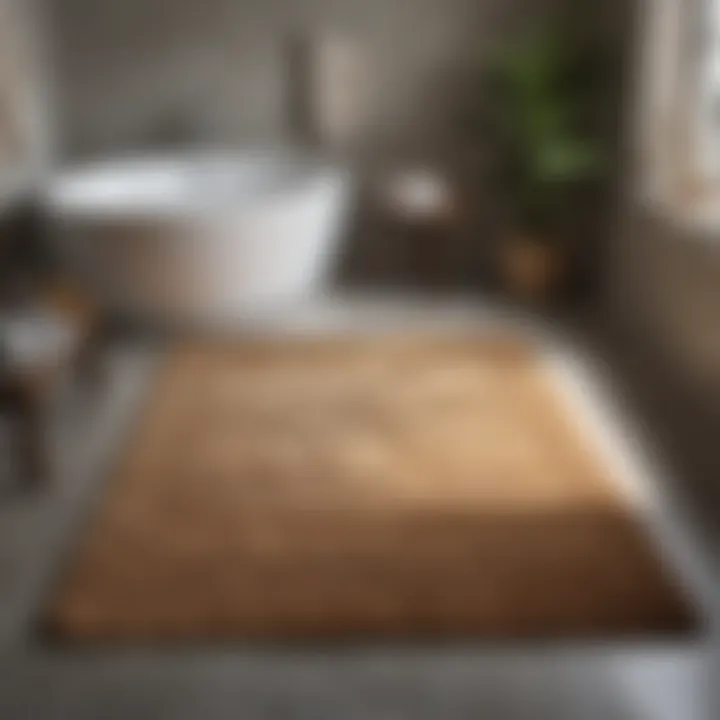 A luxurious bath rug made of natural fibers, showcasing an eco-friendly design.
