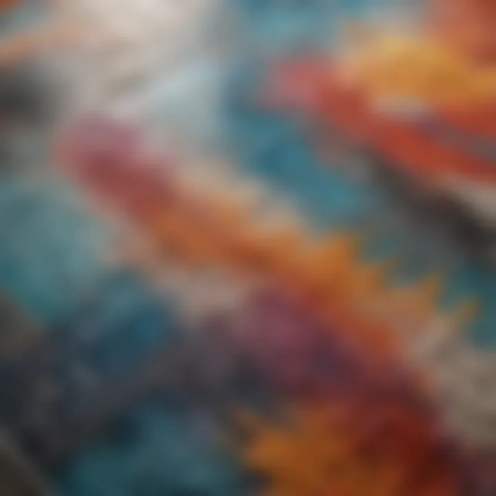 A vibrant and abstract bath rug with geometric patterns enhancing a modern bathroom.
