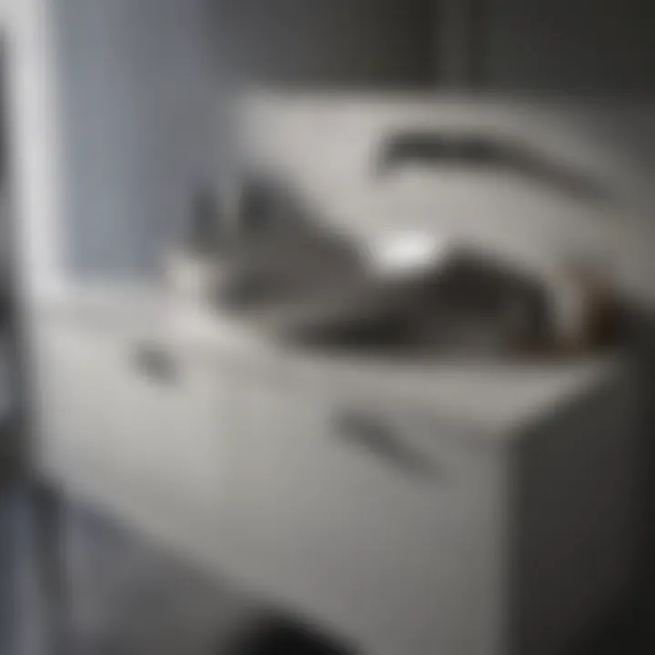 Maintenance tips for a grey bathroom vanity with sink