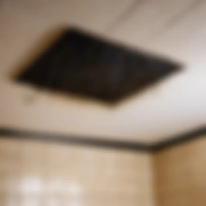 Black Mold Infestation in Bathroom Black mold growth on bathroom ceiling