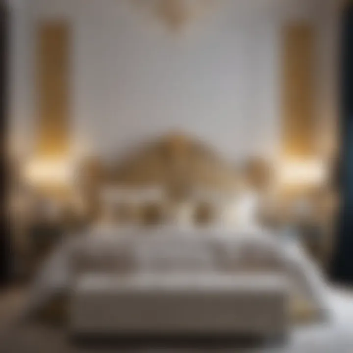 Elegantly decorated bedroom featuring Versace wallpaper