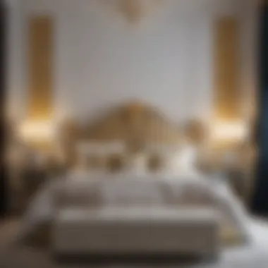 Elegant Bedroom with Versace Touch Elegantly decorated bedroom featuring Versace wallpaper