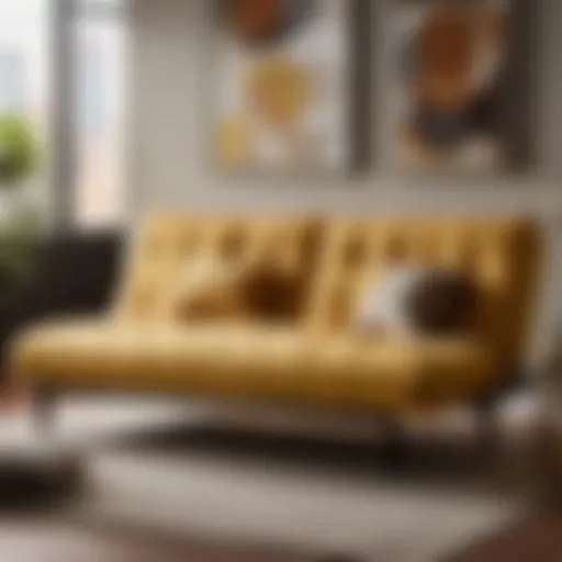 Modern futon in a chic living room setting