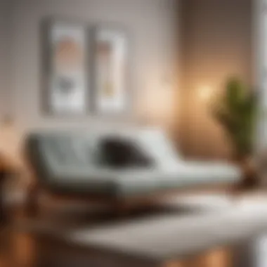 Minimalist Chic: Futon Enhancing a Bedroom Aesthetic Stylish futon in a minimalist bedroom