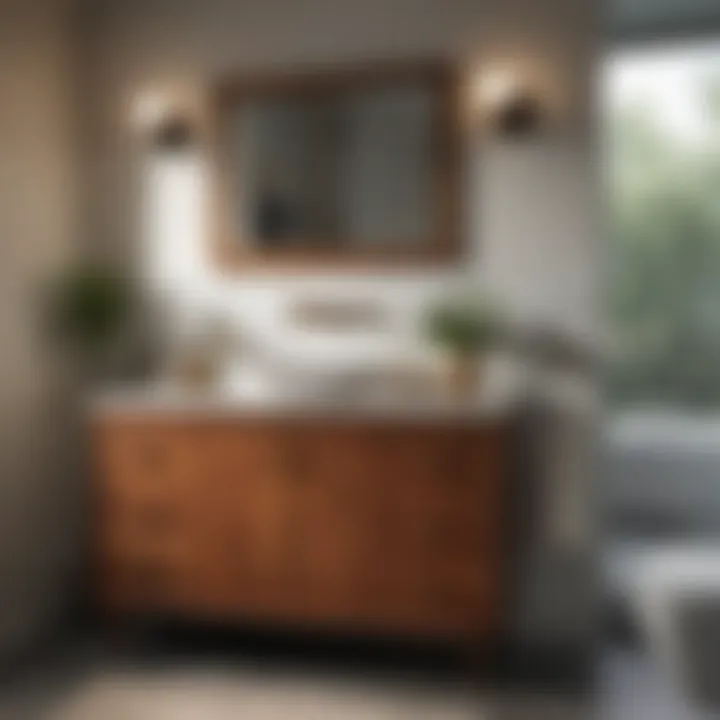 Restored mid-century modern bathroom vanity in a contemporary setting