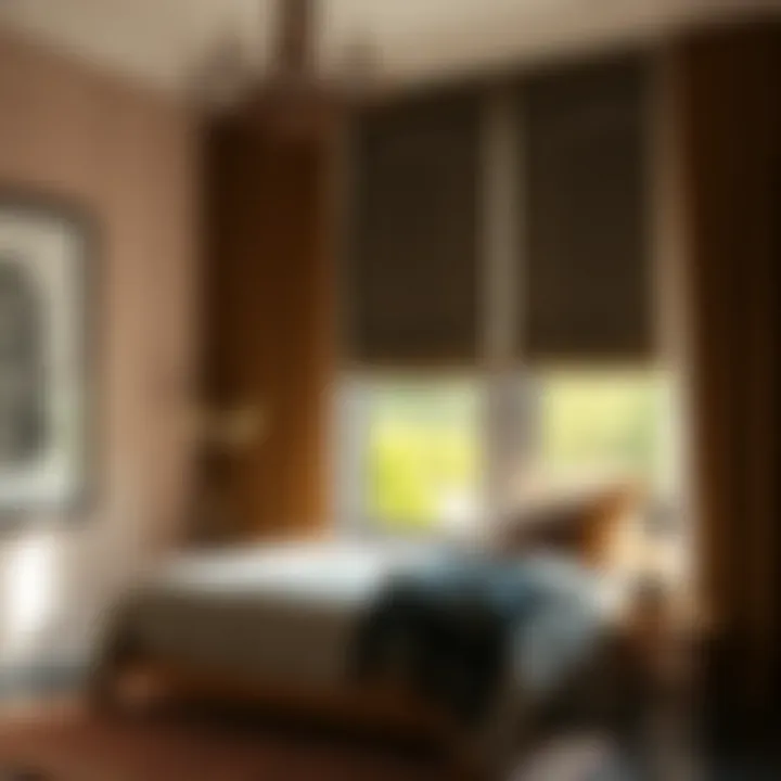 A cozy bedroom featuring blackout window panels for optimal sleep