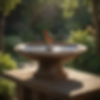 Installation of Wood Look Bird Bath Installation of a wood look bird bath in a backyard