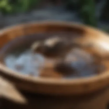 Materials of Wood Look Bird Bath Close-up of materials used in a wood look bird bath