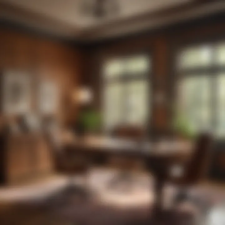 Cozy home office featuring warm wood tones for improved productivity