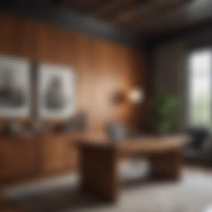 Elegant wood paneling in a modern home office