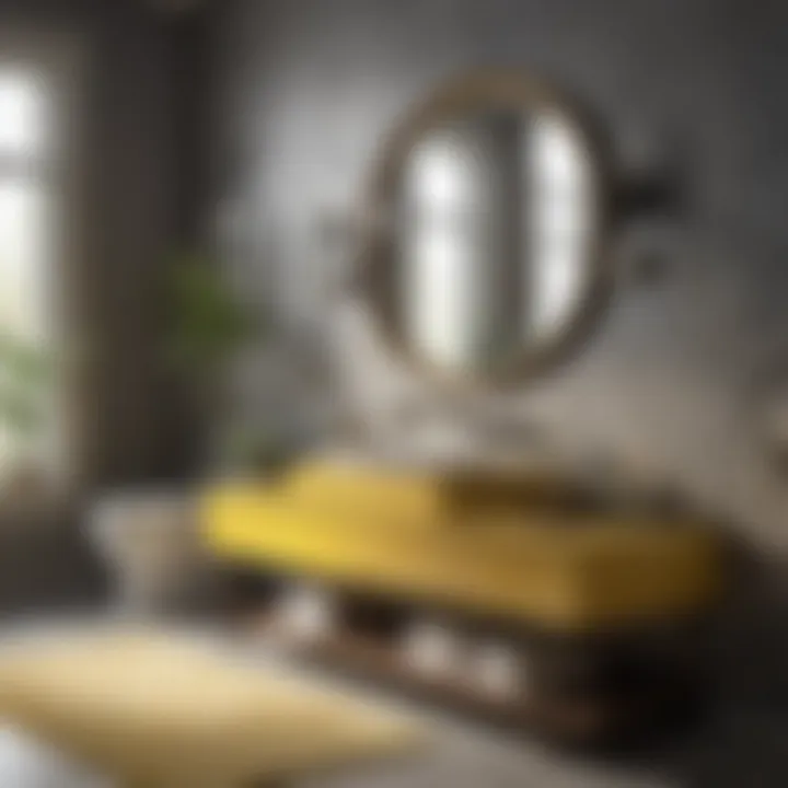 Chic bathroom accessories in yellow and gray tones