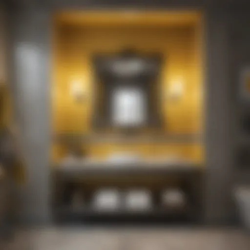 Elegant Yellow and Gray Bathroom Design Elegant yellow and gray bathroom with stylish fixtures