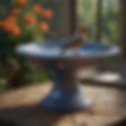 Exquisite Ceramic Bird Bath in Floral Design
