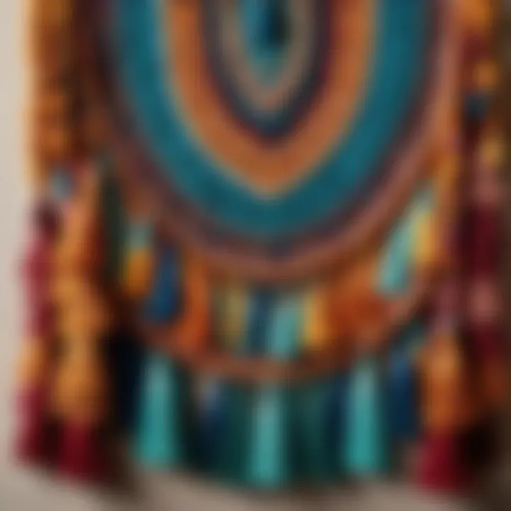 Bohemian Inspired Fabric Wall Hanging with Tassel Detailing