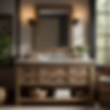 Farmhouse Bathroom Vanity with Distressed Wood Finish