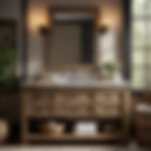 Farmhouse Bathroom Vanity with Distressed Wood Finish