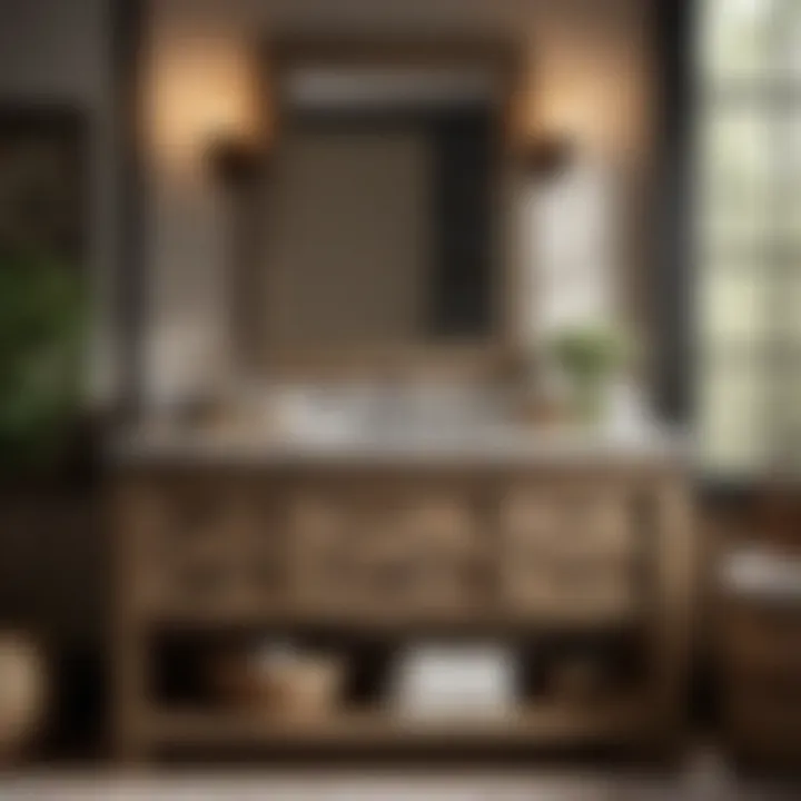 Farmhouse Bathroom Vanity with Distressed Wood Finish