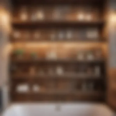 Farmhouse Bathroom with Weathered Wooden Shelves