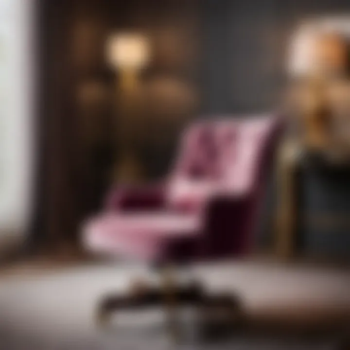 Elegant Velvet Chair Luxurious velvet chair in a feminine home office