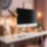 Stylish desk accessories in a feminine home office