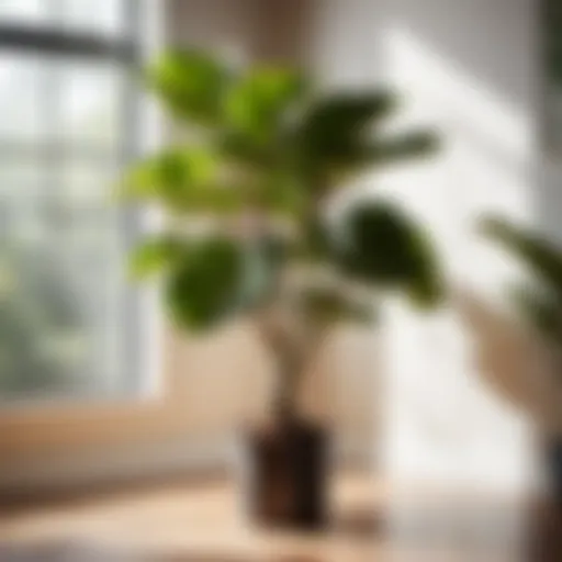Fiddle Leaf Fig - Nature's Elegance Lush foliage of a tall fiddle leaf fig plant