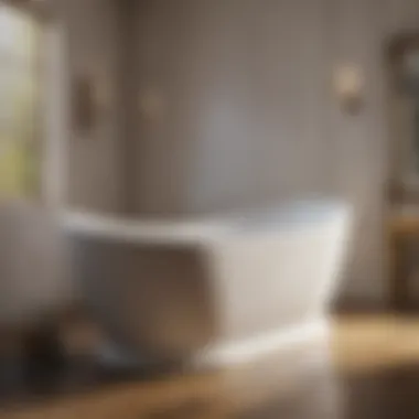 Luxurious bath oils blending in water in a stylish bathtub