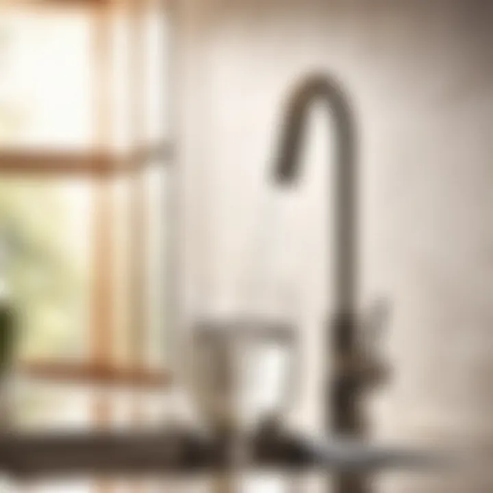 Filtered water pouring from faucet