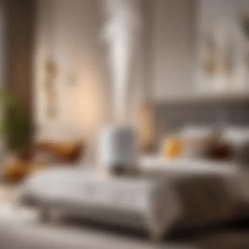 Elegant design filterless humidifier in modern bedroom