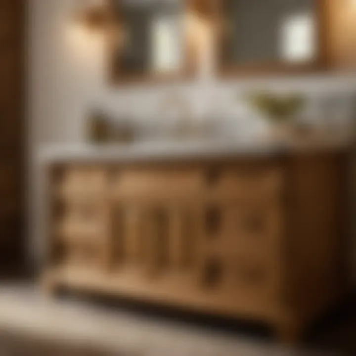 Final touches and finishing details on oak bathroom vanity